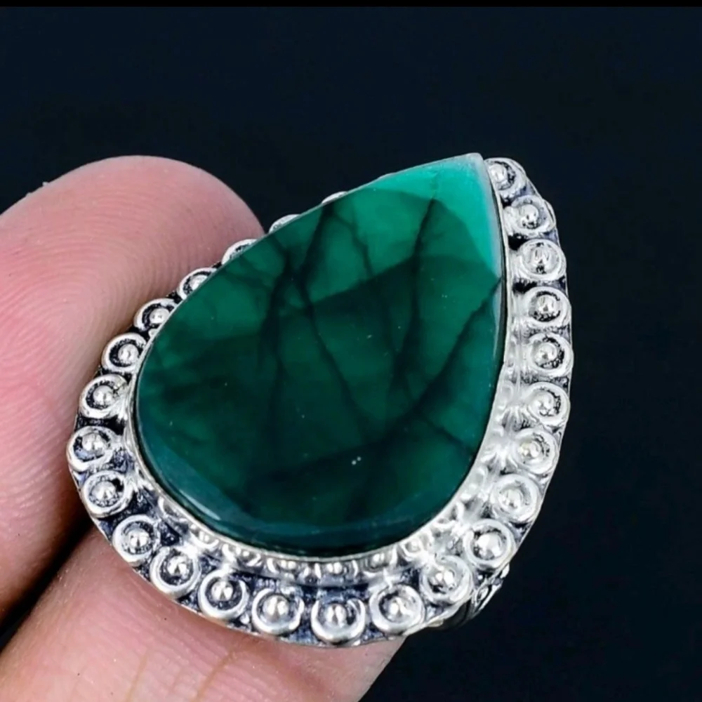 Green Labradorite Gemstone 925 Sterling Silver Handmade Ring